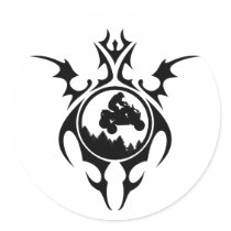 tribal quads round sticker