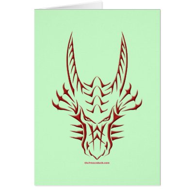 Tribal tattoo styled red dragon head for gamers or lovers of fantasy
