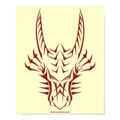 dragon head tattoos. Tribal Red Dragon Head Poster