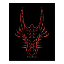 Tribal Red Dragon Head posters