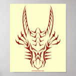 Tribal Red Dragon Head posters