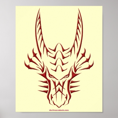 Tribal Red Dragon Head Poster Tribal Red Dragon Head Poster