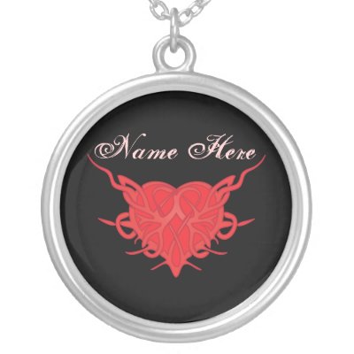tribal heart tattoos with names. Red Tribal Heart Necklace.