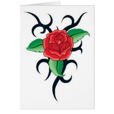 tribal red rose greeting card