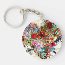Tribal Rhythm Round Acrylic Key Chain