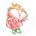 tribal rose heart stickers