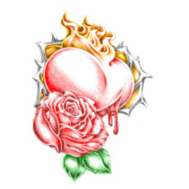 tribal rose heart t-shirts