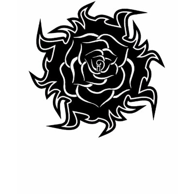 This beautiful image within an image design is a black and white tribal rose