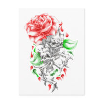 tribal roses skulls postcards