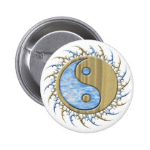 Tribal Sand & Water Yin Yang Pinback Button