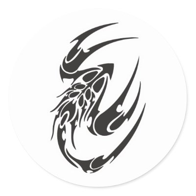 Tribal Scorpion Tattoo Design Round Stickers by doonidesigns
