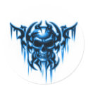 tribal skull-blue stickers