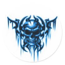tribal skull-blue stickers