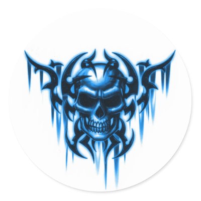 tribal skullblue sticker by