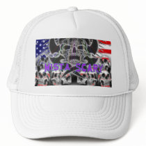 Tribal Skull over Skull Piles Amrican Flag Hat