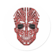 Tribal Skull Round Sticker