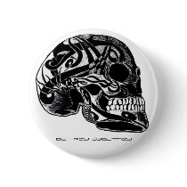Tribal Skull w/ Tattoos button