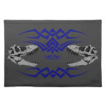 Tribal T-Rex Skulls blue Placemat