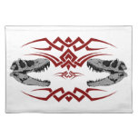 Tribal T-Rex Skulls red Place Mats
