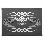Tribal T-Rex Skulls white Place Mat