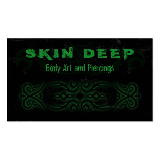 Tribal Tattoo Black and Green Business Cards (front side)