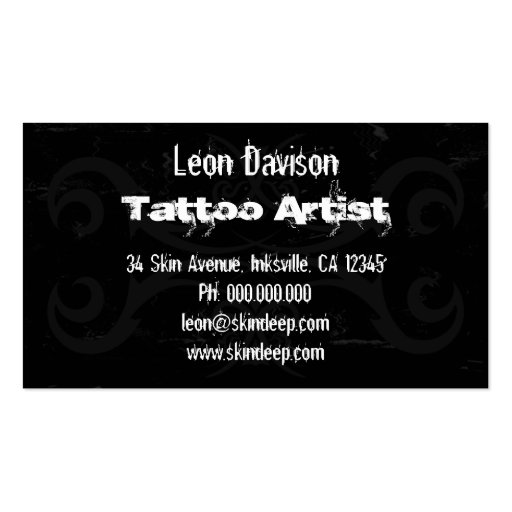 Tribal Tattoo Black and White Business Cards (back side)