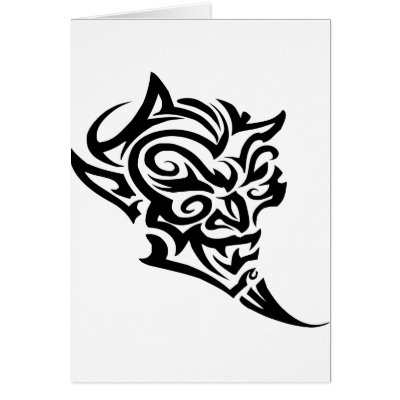 Tribal Tattoo Devil Face Satan Card by WhiteTiger LLC