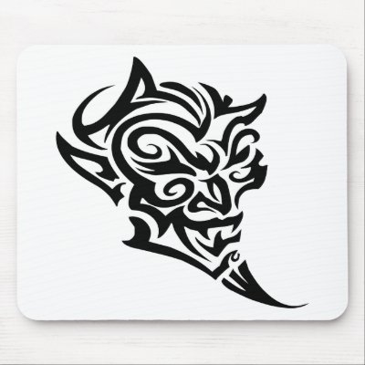 Tribal Tattoo Devil Face Satan Mouse Mats by WhiteTiger LLC