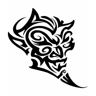 Tribal Tattoo Devil Face Satan Tshirt by WhiteTiger LLC