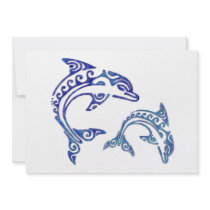 Tribal Tattoo Porpoise Duo Personalized Invites