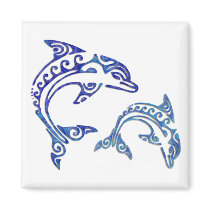 Tribal Tattoo Porpoise Duo Fridge Magnets