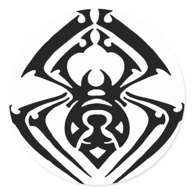 Tribal Tattoo Spider Round Sticker by WhiteTiger_LLC. Tribal Tattoo Spider