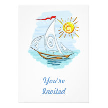 Tribal Tattoo Watercolor Sailboat Announcements