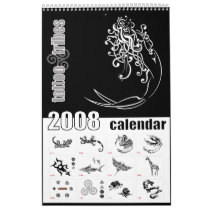 Tribal tattoos 2008 calendar - Single page noir calendars