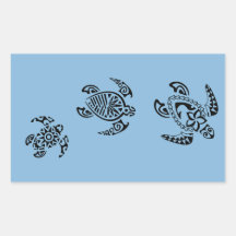 Tribal Turtle Trio Design Rectangle Sticker