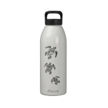 Tribal Turtle Trio Design Water Bottle