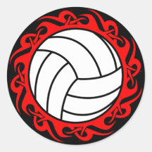 tribal volleyball round sticker