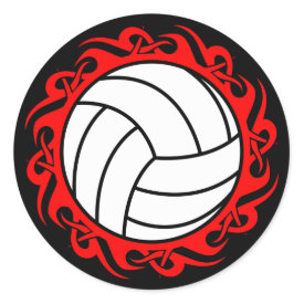 tribal volleyball round sticker