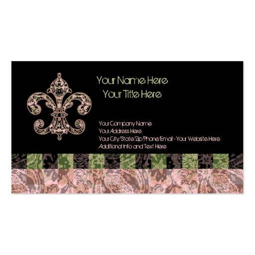 Tribal Voodoo Fleur de lis Business Cards (front side)