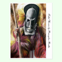 Tribal Warrior painting postcard postcards