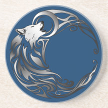 Tribal Wolf - Shaded Drink Coasters