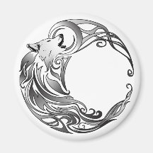 Tribal Wolf - Shaded Fridge Magnet