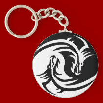 Tribal Yin Yang keychains