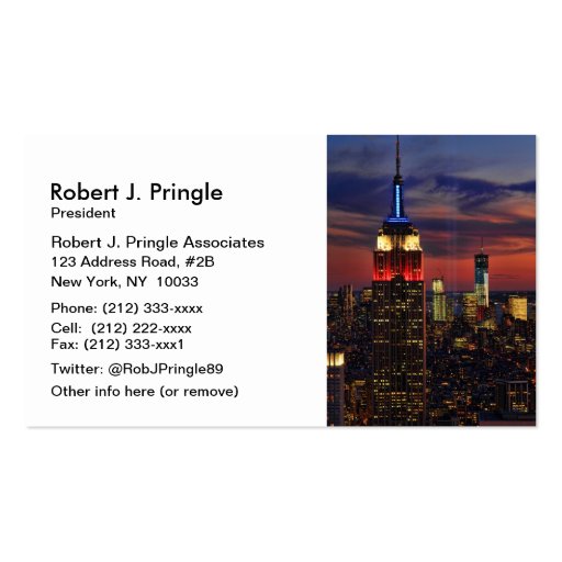Tribute In Light Sept 11, World Trade Cntr ESB #1 Business Card Template (front side)
