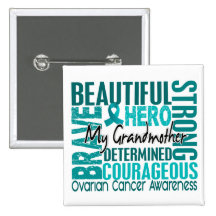 Tribute Square Grandmother Ovarian Cancer Button