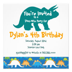 Triceratops Dinosaur Birthday Party Invitations