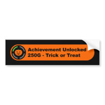 Trick or Treat - Achievement Unlocked (Halloween) bumper stickers by HaynzDesigns Trick or Treat - Achievement Unlocked (Halloween) bumper stickers