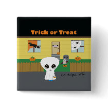 'Trick or Treat' Alien Button