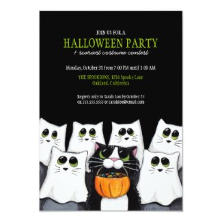 Trick or Treat Cats Halloween Party Invitations
