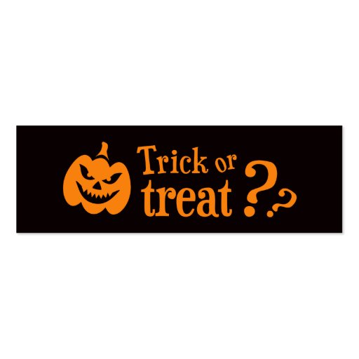 Trick or treat evil pumpkin Halloween Business Card Templates (front side)